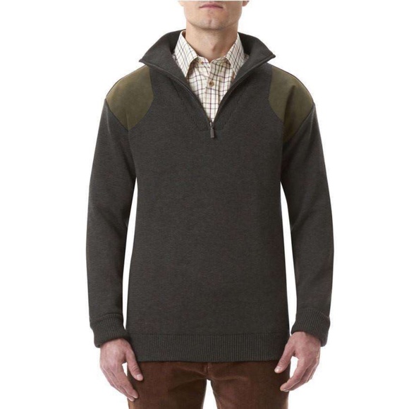 Barbour Storm Half Zip Merino Wool Waterproof Sweater in Loden Grey Green M - Picture 1 of 8